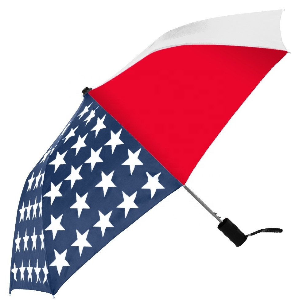 custom logo printing telescopic rain umbrella with flag printing