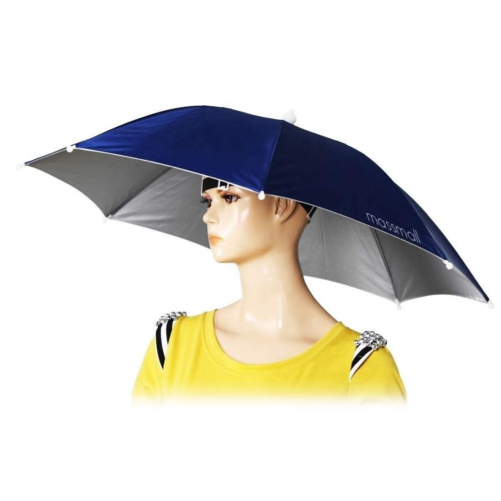 hands free Novelty Headwear sunhat umbrella Portable Travel Hiking Beach fishing head hat umbrella with uv sun protection