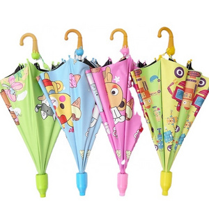 Straight Auto Open Custom Cartoon Printing Children Kids umbrella with No Water Drip Case,Kids Umbrella with Ice Cream Handle