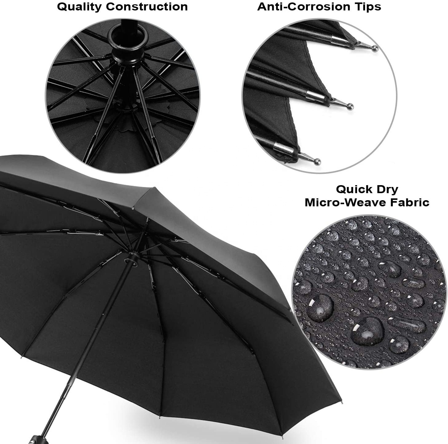 hot sale Windproof waterproof 3 folding auto open close telescopic compact foldable travel Umbrella for adults