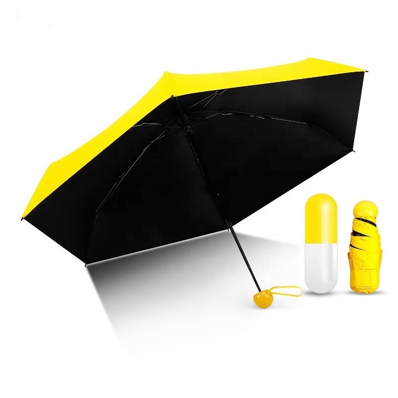 sun protection UV travel Portable super mini pocket compact capsule umbrella 5 five folding umbrella with case