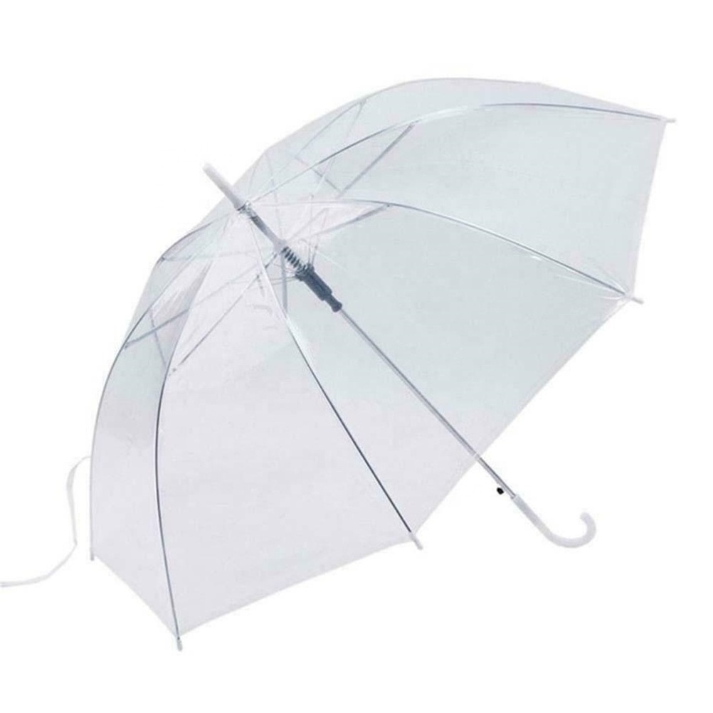 Cheap straight 23 inch see through clear POE material transparent umbrella for Japanese