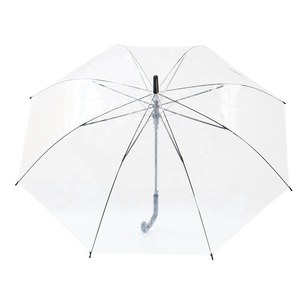 Cheap straight 23 inch see through clear POE material transparent umbrella for Japanese