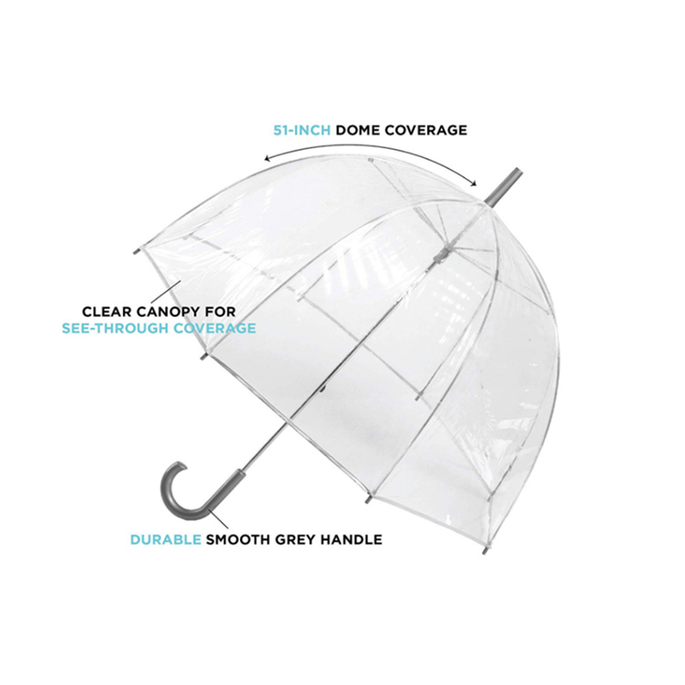 holographic wholesale large adult windproof transparent clear white  domed 60 cm gift mushroom rain umbrella