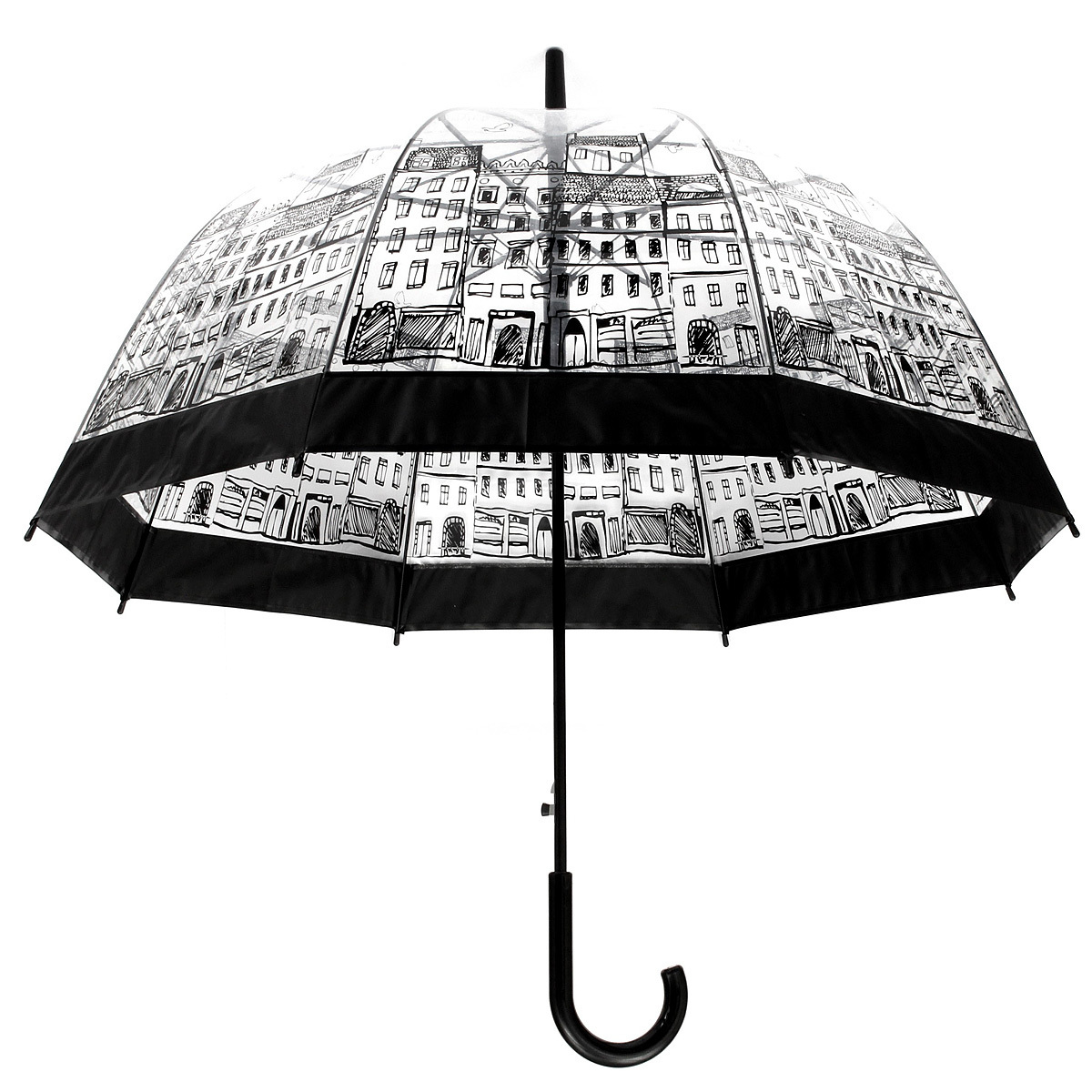 Custom print straight lady clear transparent dome-shaped POE umbrella for women