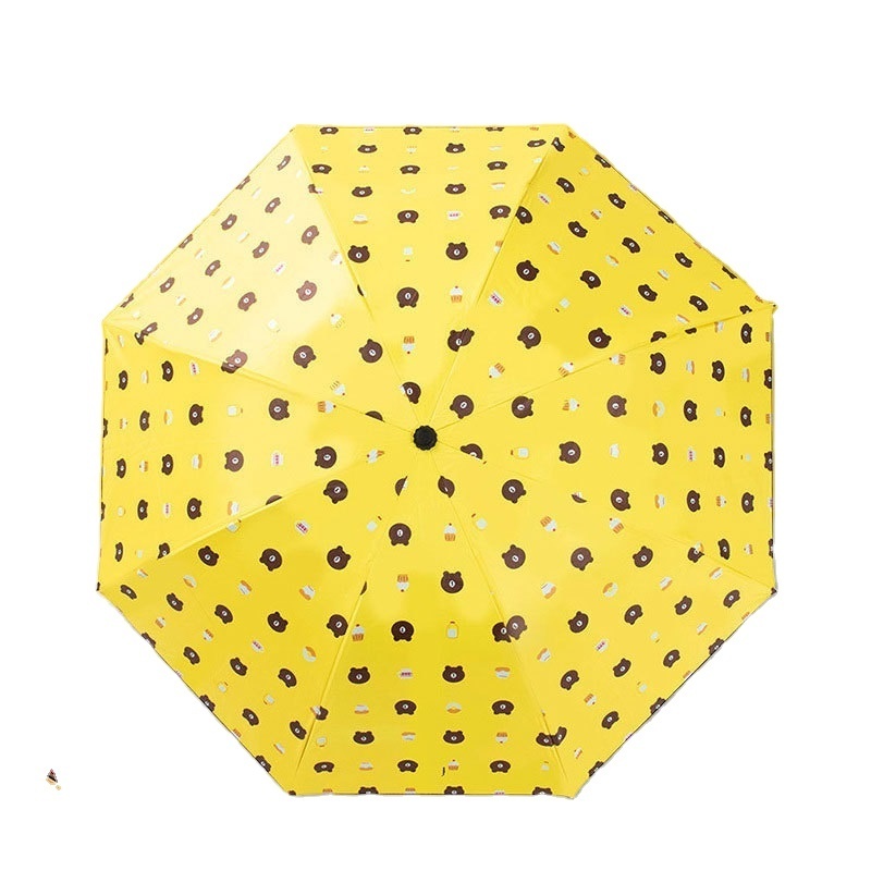 Sunny and rainy dual purpose anime bear folding umbrella, wholesale umbrella with customize logo for promotion