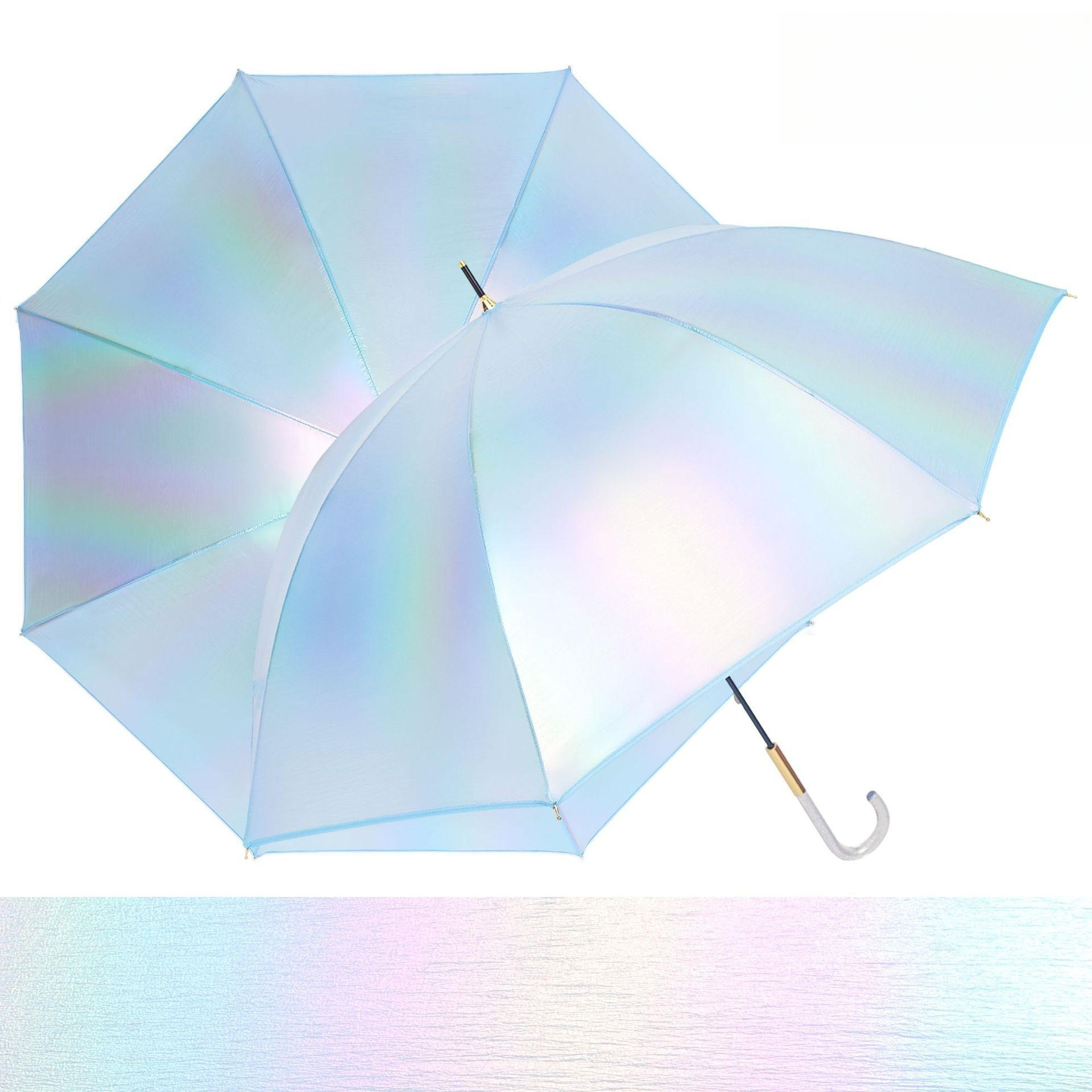 Promotional manufacturers laser dazzle rainbow straight cheap POE umbrellas with logo, paraguas