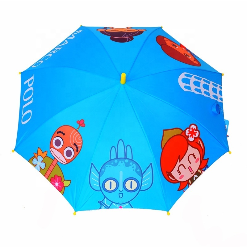 Cartoon fun children's straight umbrella, double safety fiberglass custom advertising umbrella