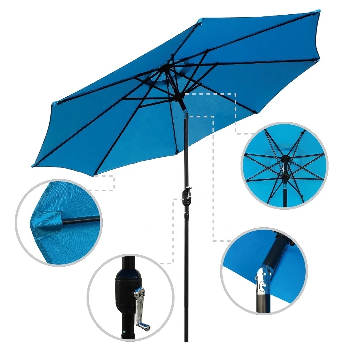 Beach 48 inch Green Blue Promotional Metal Frame Big Outdoor Commercial Pool Patio Garden Umbrella for Restaurants