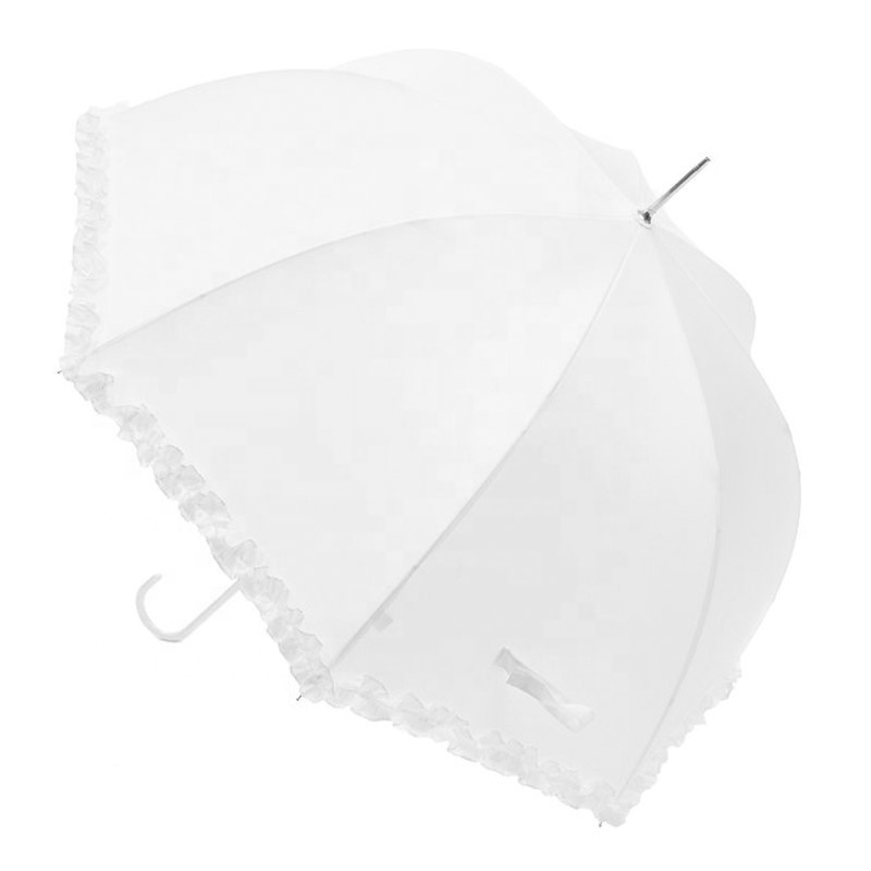 Romantic Hot Selling Waterproof Special Elegant Parasol Ladies' Romantic Straight FRILLED BRIDAL Umbrellas for wedding