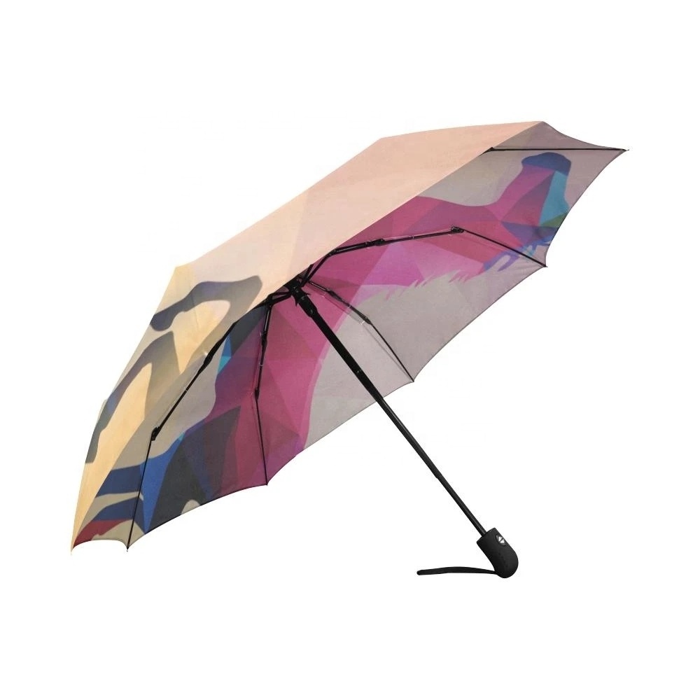 New Cool Printing Style Horse Printing Glass Fiber Three Auto-folding Umbrella for Sunny and Rainy Day