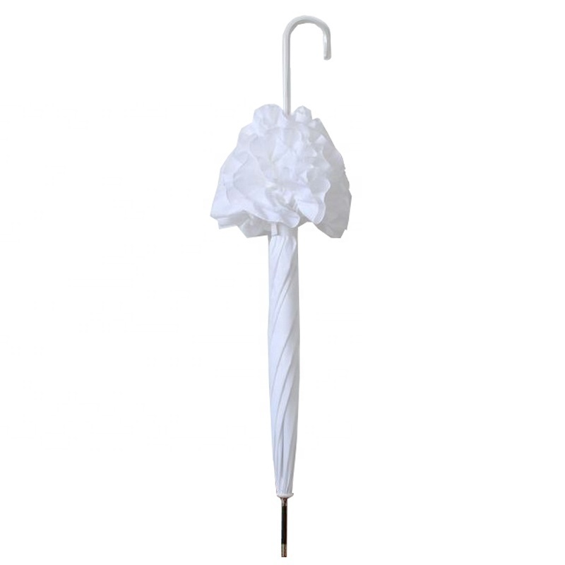 Romantic Hot Selling Waterproof Special Elegant Parasol Ladies' Romantic Straight FRILLED BRIDAL Umbrellas for wedding