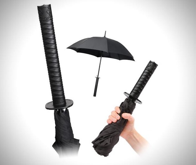 Creative fashional style Japanese black samurai sword shape handle umbrella