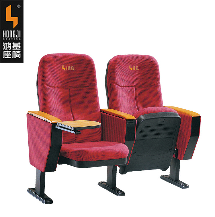 Verified supplier free sample price Cheap auditorium chair with writing pad tablet theater durable fabric auditorium theater