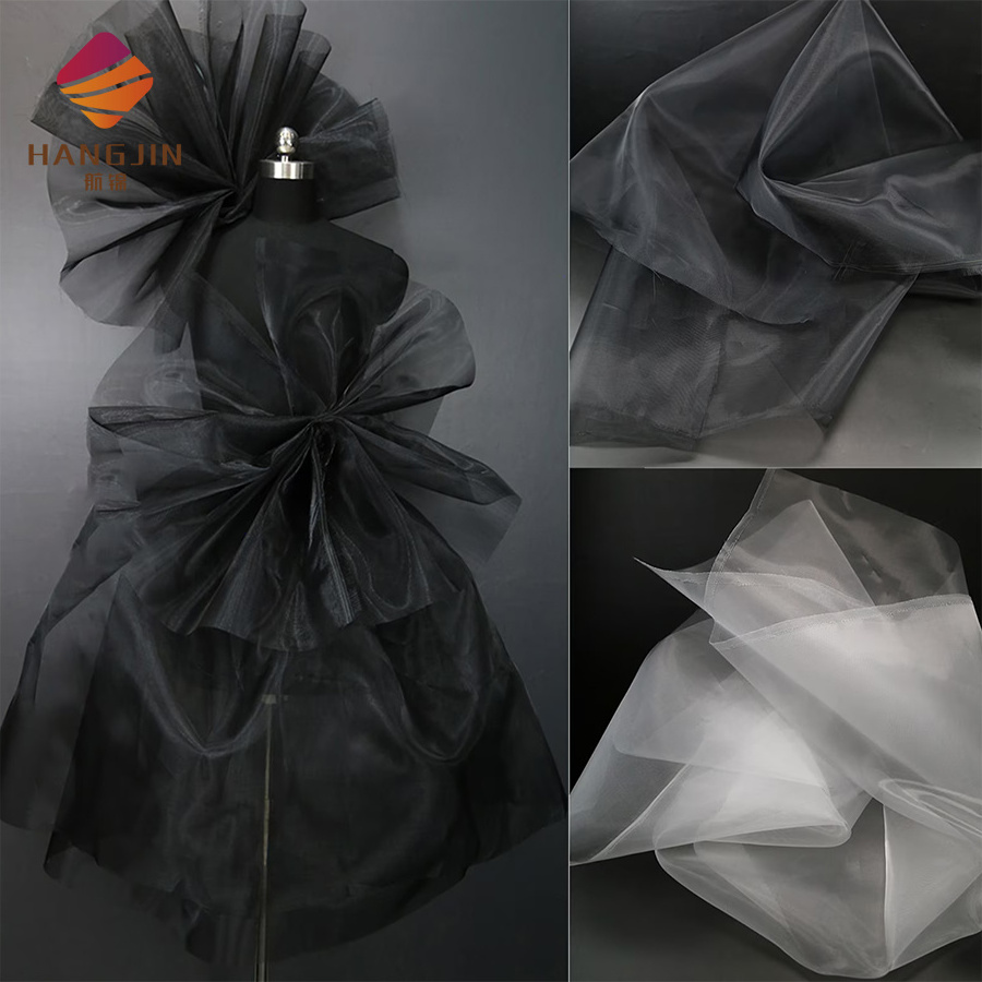 Hard Hand Feel Mesh Tulle Organza Fabric Stiff Shape Texture Corset Net Fabric Stiff Thicken 80D Nylon Crinoline Fabric