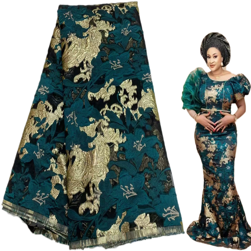 New African Embroidery Jacquard Organza Brocade Lace Fabric For Women Party Dress