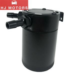 Universal 3/8" NPT 2 Port Aluminum Petrol Diesel Catch Oil Can Reservoir Fuel Surge Tank Oil Catch Can Tank Baffled