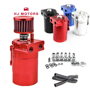 Universal Car Oil Catch Can Baffled Kit 300ml with Breather 3/8" Red Aluminum Oil Breather Oil Catch Can Tank Fuel Surge Tank