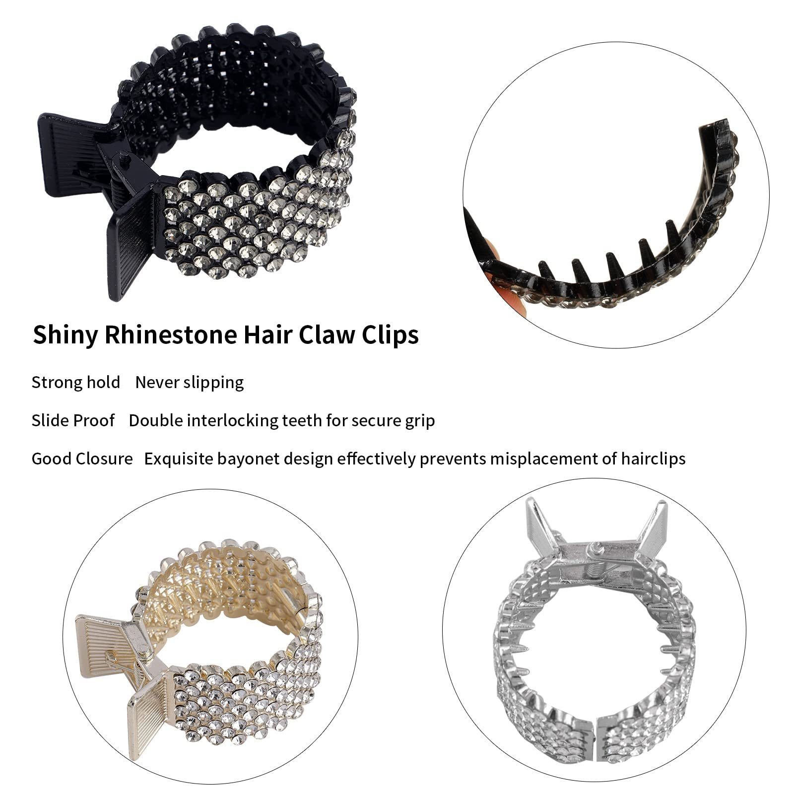 Factory Direct Metal Hair Clips Shiny Fashion Rhinestone Claws Anti Slip Mini Mini Claw Clip Wholesale