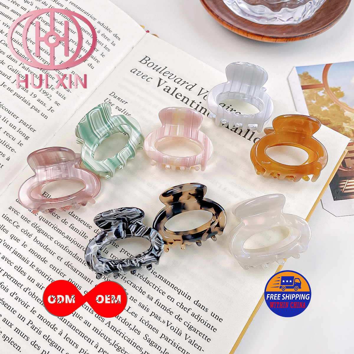 Korean Style 4 CM Oval Hair Claws Women Strap Acetate Hair Claw Clips Mix Colors Hairgrips Clam for Thin Hair