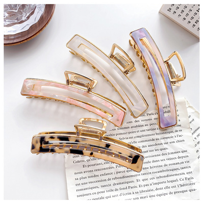 Korean Style Elegant 11CM  Metal Hair Claw Clips Big Size Acetate Jaw Clamp Tortoise Shark Clip Customizable