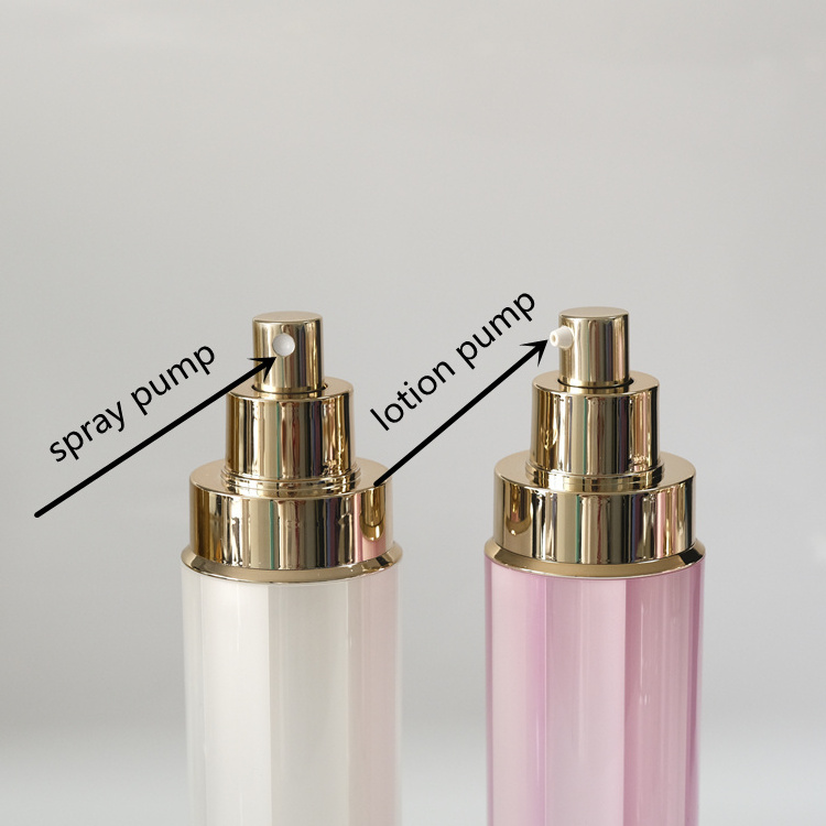 Luxury 30ml 50ml Diamond Bottle Cosmetics Acrylic Jar Acrylic Cosmetic Packaging Fog Surface Airless Bottle Gold Logo Customized