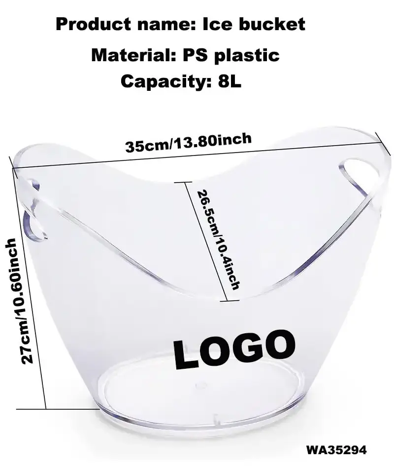 High quality bar party oval shape luxury wine champagne buckets acrylic plastic ice bucket