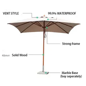 2m 3m Wooden Umbrella Poolside Site Common Areas Beaches Between Sunbeds Umbrella