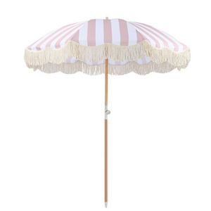 Waterproof 3m Classic Beach Color Custom Wood Patio Outdoor Market Parasols Big Garden Umbrella