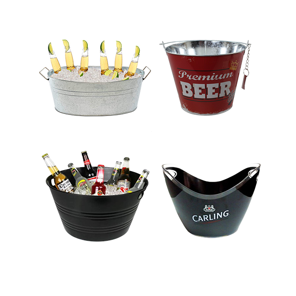 Promotional Big Plastic Metal Champagne Ice bucket, 3.3L/5L/8L Plastic Pink ice bucket Cooler holder