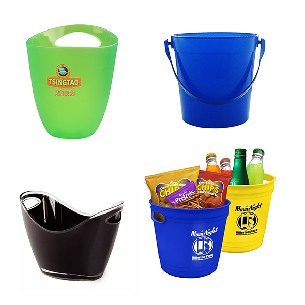 Promotional Big Plastic Metal Champagne Ice bucket, 3.3L/5L/8L Plastic Pink ice bucket Cooler holder