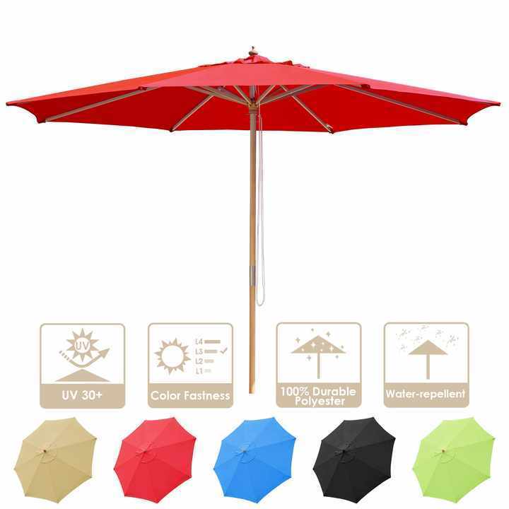 Wholesale Waterproof 3m  colorful Beach  Wood Patio Outdoor Parasols Big Garden Umbrella for summer