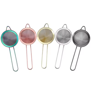 Long Handle 23.8*9.3cm Copper Gold  Fine Mesh Strainer Stainless Steel Cocktail Tea Coffee Strainer for bar restaurant