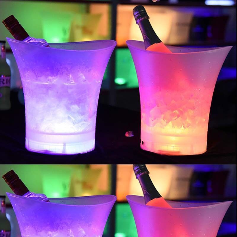 5L Plastic led Ice Bucket Customized Led Illumination Buckets For  Wine Vodka Whiskey Beer Drinks in party