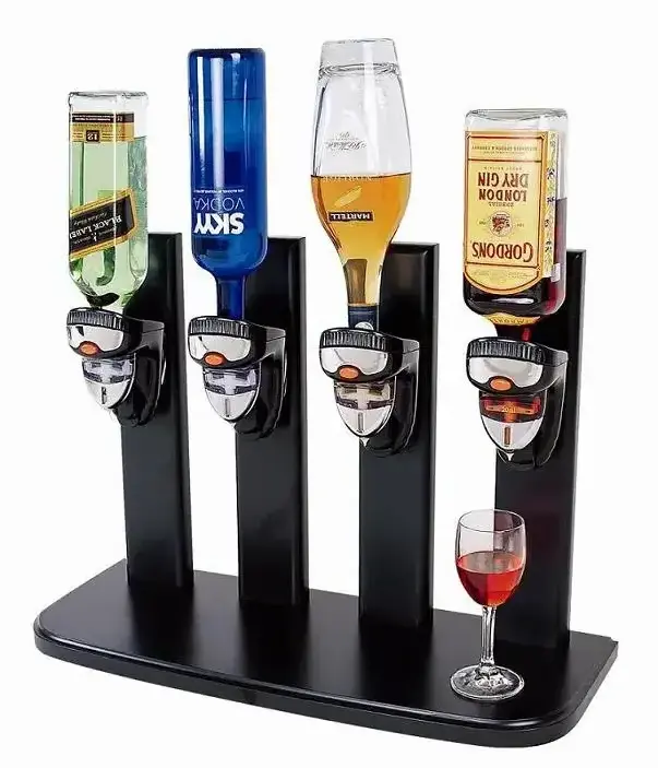 4-Bottle Liquor Dispenser Bar Butler Cocktail Shaker Wine Holder Alcohol Drink Whisky Liquor Dispenser