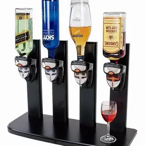 4-Bottle Liquor Dispenser Bar Butler Cocktail Shaker Wine Holder Alcohol Drink Whisky Liquor Dispenser