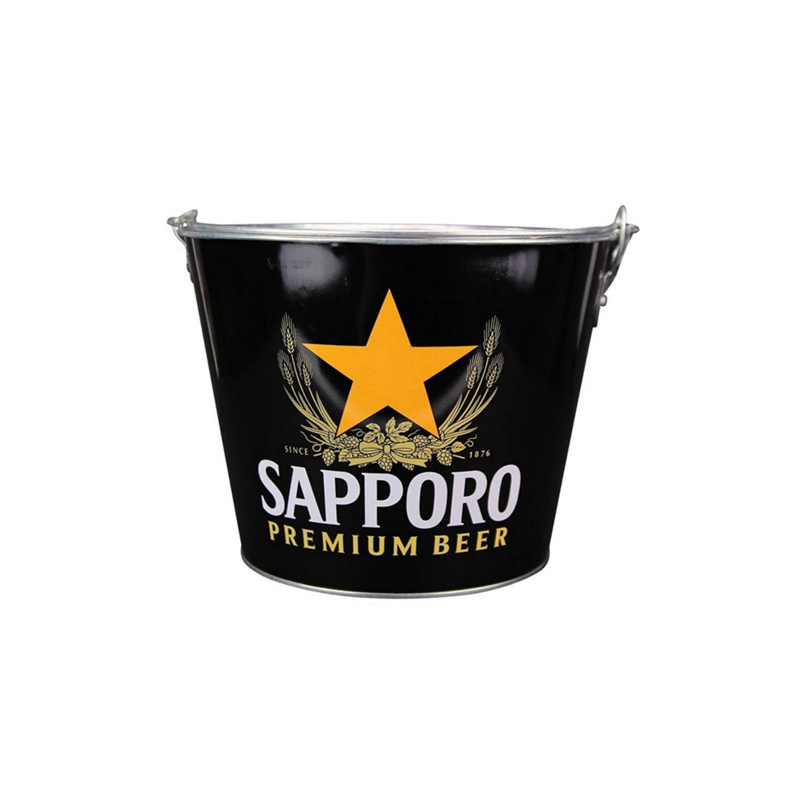 personalized 5L Metal Tin Beer Ice Bucket Ice Pail Double-Sided Full Color Custom Branding