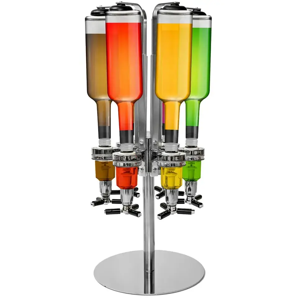 4-Bottle Liquor Dispenser Bar Butler Cocktail Shaker Wine Holder Alcohol Drink Whisky Liquor Dispenser