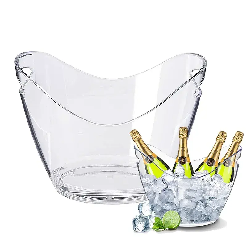 High quality bar party oval shape luxury wine champagne buckets acrylic plastic ice bucket