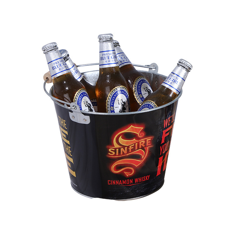 Beer Promotion  ice bucket 5L 8L 10L 12L metal Plastic ice bucket Beer Drinks Cooler Bucket with bottle opener for Party