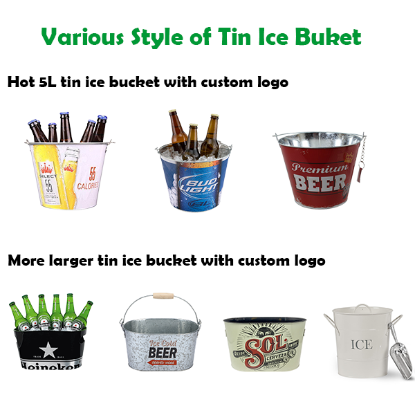 Beer Promotion  ice bucket 5L 8L 10L 12L metal Plastic ice bucket Beer Drinks Cooler Bucket with bottle opener for Party