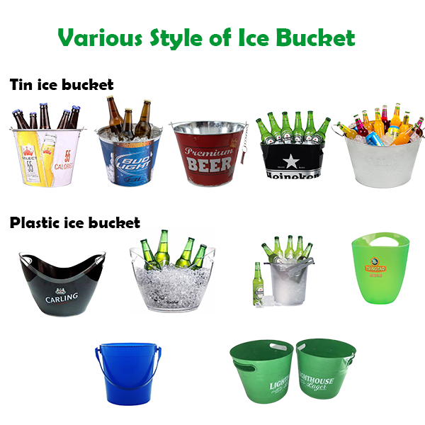 Beer Promotion  ice bucket 5L 8L 10L 12L metal Plastic ice bucket Beer Drinks Cooler Bucket with bottle opener for Party