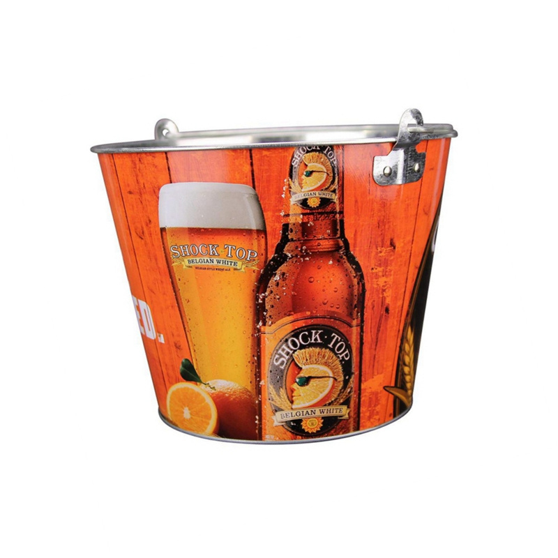 personalized 5L Metal Tin Beer Ice Bucket Ice Pail Double-Sided Full Color Custom Branding