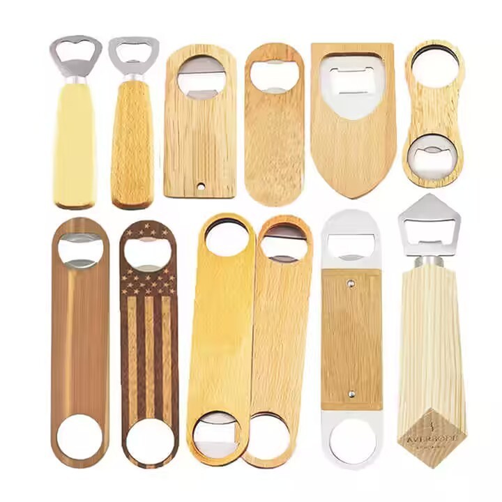 New design Bamboo/wood round rectangle  Fridge Magnet beer Bottle Opener for beer