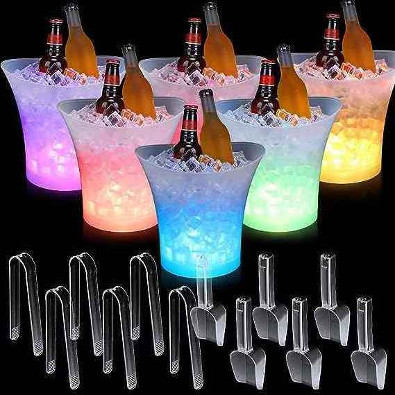 5L Plastic led Ice Bucket Customized Led Illumination Buckets For  Wine Vodka Whiskey Beer Drinks in party