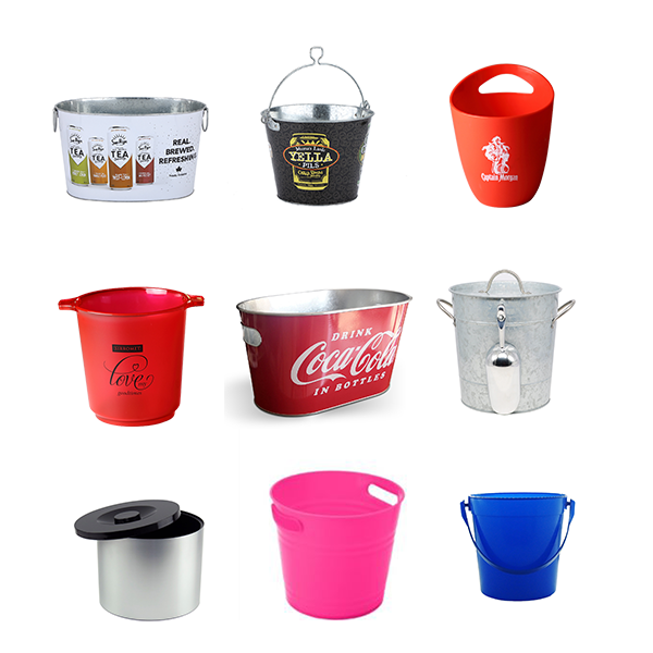 5qt/10qt Round Metal Plastic Tin Bottle Bucket Galvanized Beer ice buckets beverage tubs For Parties