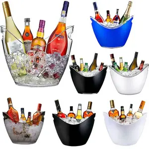 High quality bar party oval shape luxury wine champagne buckets acrylic plastic ice bucket