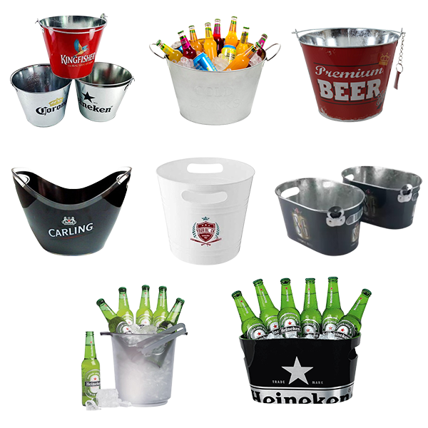 Beer Promotion  ice bucket 5L 8L 10L 12L metal Plastic ice bucket Beer Drinks Cooler Bucket with bottle opener for Party