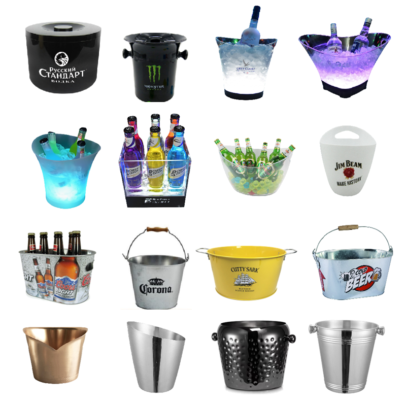 Beer Promotion  ice bucket 5L 8L 10L 12L metal Plastic ice bucket Beer Drinks Cooler Bucket with bottle opener for Party