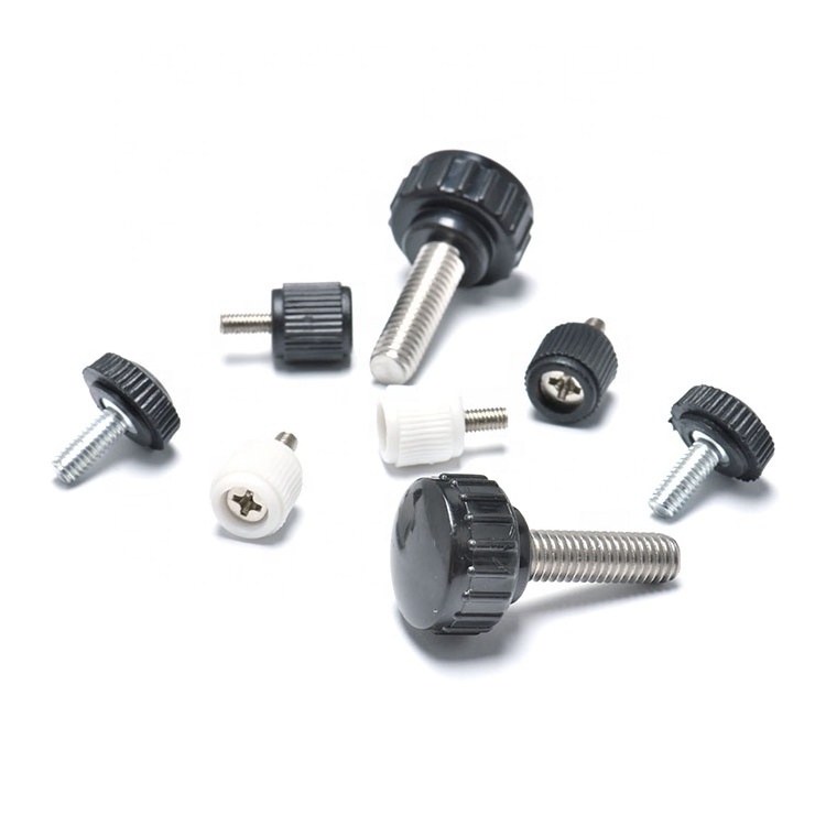 M5 M6 M8 M10 Stainless Steel Mat Plastic Six Lobe Flower knurled knob screws m6 T wing Black Head Clamping Knob